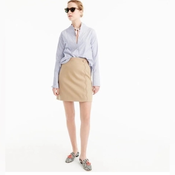 J. Crew tan scalloped edge wool skirt from spring 2017, size 2T - Picture 5 of 6